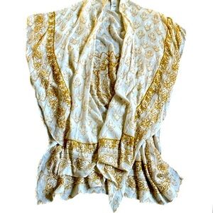 Francesca’s swimsuit cover-up kimono robe white and gold mandala design one size